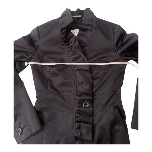 White House Black Market Black Trench Coat Size 00 - Picture 8 of 16